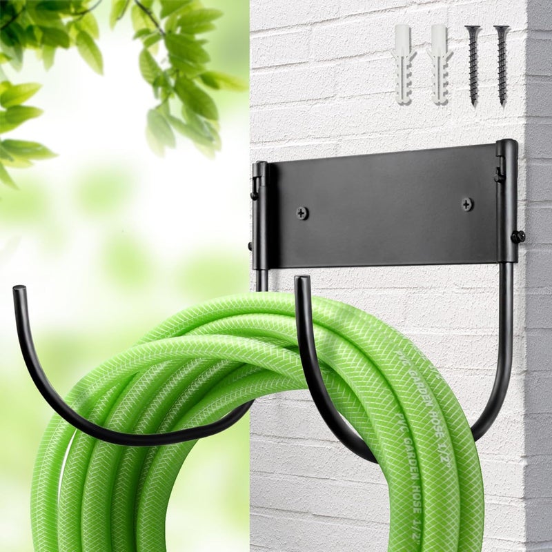 Lifyzoon Heavy Duty Wall-Mount Hose Holder: 1Pc Foldable Rustproof Outdoor Water Hose Hanger 150ft for Garden/Yard/Fence/Patio with 120LB Capacity - Image 1